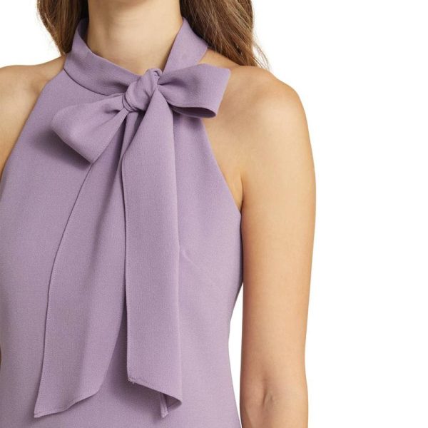 Women's Halter Bow-Tie Neck Mini Dress - Elegant Sleeveless A-Line Cocktail Party Dress - Image 3